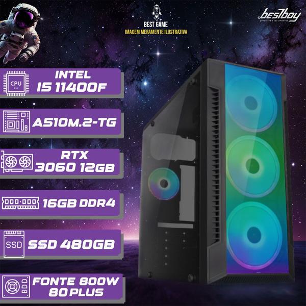 Imagem de Pc gamer intel i5 11400f 16gb rtx 3060 12gb ssd 480gb fonte 800w 80 plus windwos 10