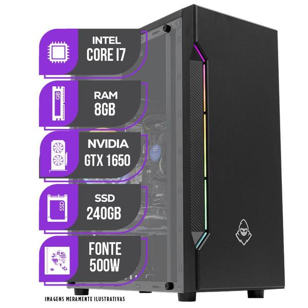 Imagem de PC Gamer Mancer, Intel Core i7, GTX 1650 4GB, 8GB De Ram, SSD 240GB, Fonte 500W 80 Plus