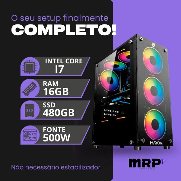 Imagem de PC Gamer MRP Informática Gamer Processador Intel Core I7 3.4ghz SSD 480gb Memória RAM 16gb Fonte 500W Windows 10