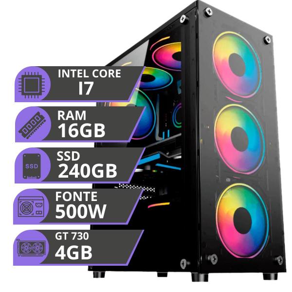PC Gamer MRP Informática Processador Intel Core I7 3.40GHz Memória 16gb SSD 240gb Placa de Vídeo GT 730 4gb Fonte 500W Windows 10 - Mrp Informatica