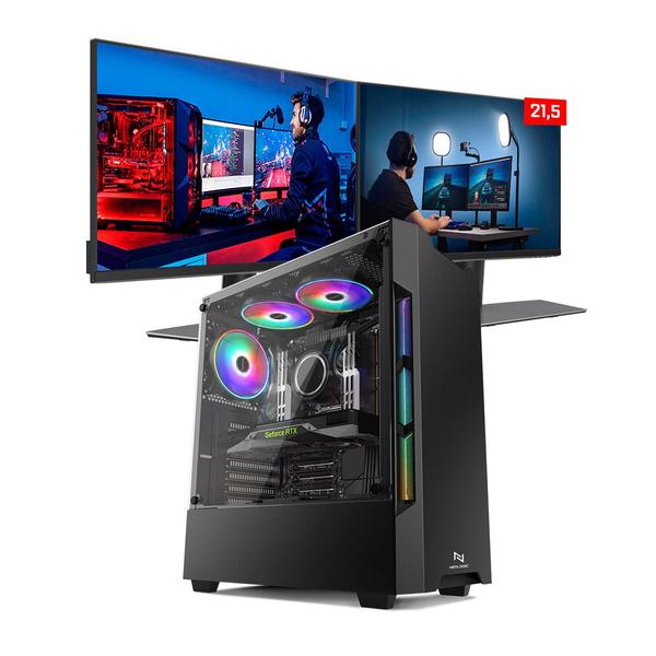 Imagem de Pc gamer neologic streamer nli83676 intel i5 10400f 16gb (rtx 3050 8gb) ssd 240gb + hd 1tb 400w 80 plus + 2 monitores 21,5