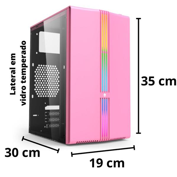 Imagem de PC Gamer Rosa Completo Intel Core I7 16 GB 480 GB GT 610 2 GB + Monitor HD Rosa + Kit Gamer