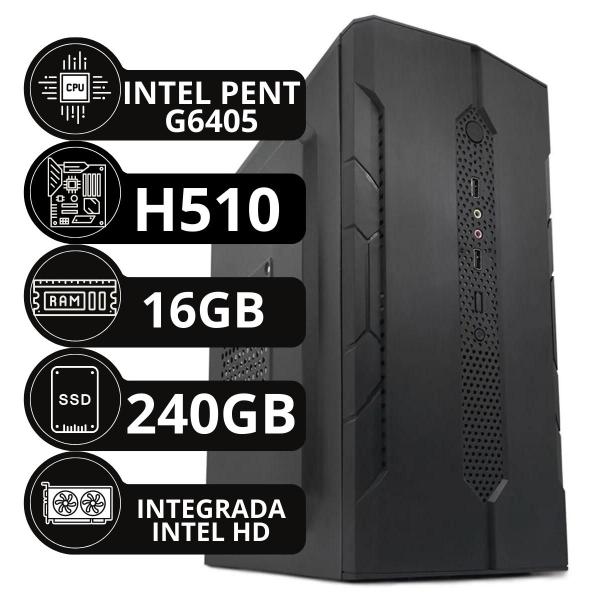 Imagem de Pc Office Premium Intel Pentium 10ª Geração 16gb Ssd 240gb Mon 18,5 Aoc