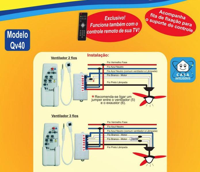 Imagem de Pct 02 Controle Remoto Regulador P/ Ventilador De Teto QV40