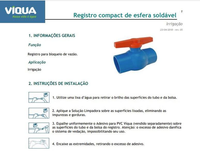 Imagem de Pct 03 Registro de Esfera de Irrigação DN 32mm 1" PVC Solda