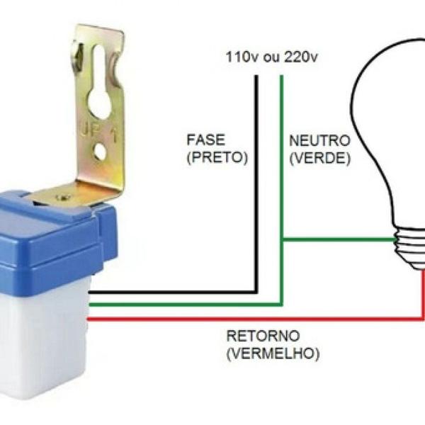 Imagem de Pct 05 Sensor Relé Fotocélula 1200w Noite Dia Bivolt C/ Fio