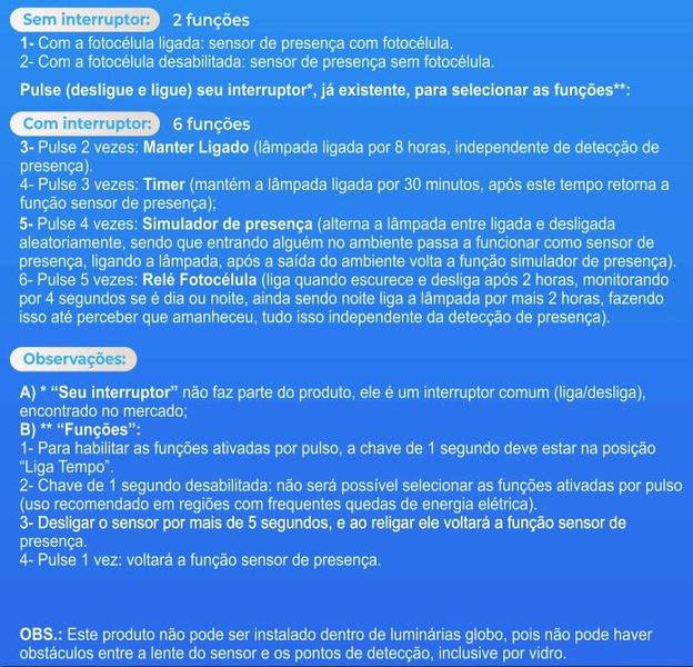 Imagem de Pct 10 Sensor De Presença E27 de Teto Multi Interno QA17M