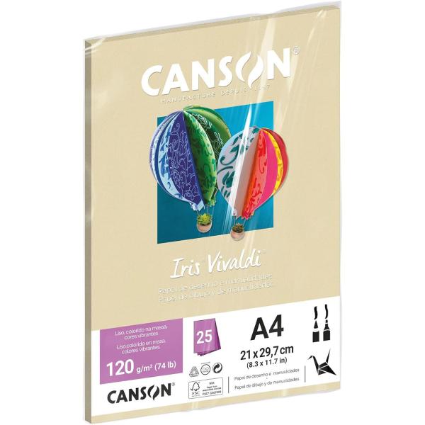 Imagem de Pct Papel Iris Vivaldi 25fls A4 120gr Canson Escolha a Cor