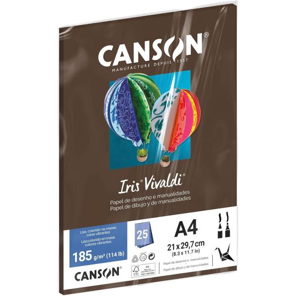 Imagem de Pct Papel Iris Vivaldi 25fls A4 185gr Canson Escolha a Cor