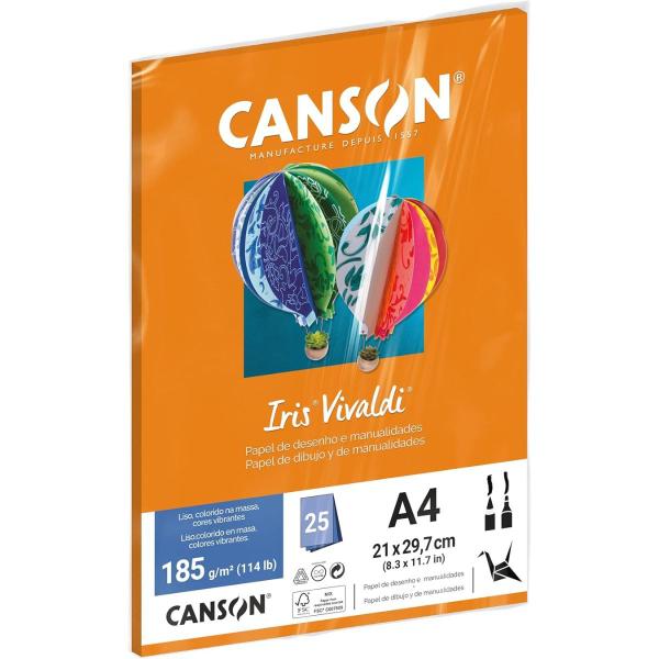 Imagem de Pct papel iris vivaldi 25fls a4 185gr canson escolha a cor