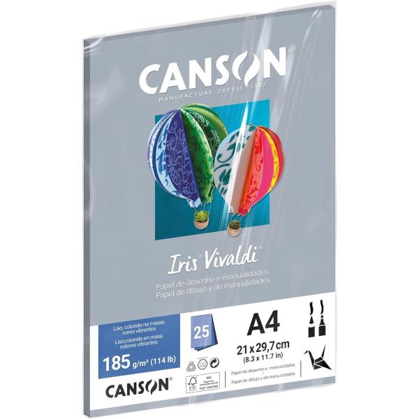 Imagem de Pct papel iris vivaldi 25fls a4 185gr canson escolha a cor