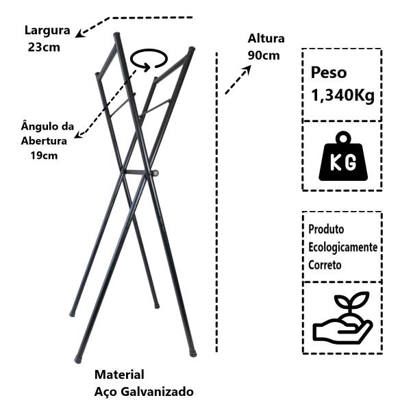 Imagem de Pé Churrasqueira Bafinho Aço Galvanizado Pequeno 90x30x23cm