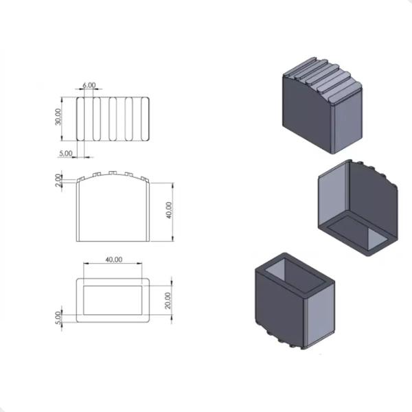 Imagem de Pé De Borracha Sapata Escada 40x20mm 2 Peças