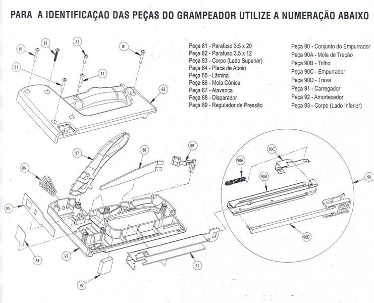 Imagem de Peça 90 - Conjunto Empurrador Do Grampeador Rocama 80F