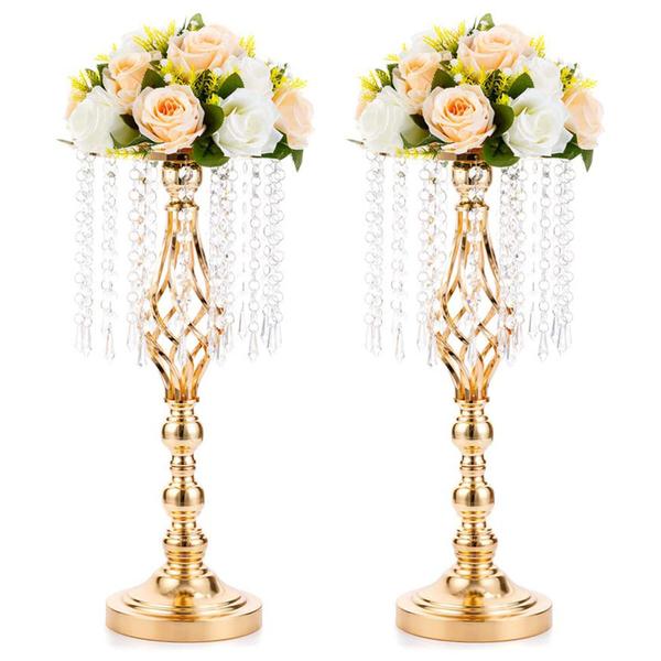 Imagem de Peça central Flower Stand NUPTIO 49 cm Gold Crystal Metal x2