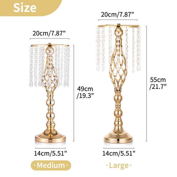 Imagem de Peça central Flower Stand NUPTIO 49 cm Gold Crystal Metal x2