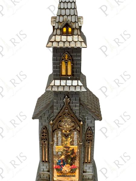 Imagem de Peça Decorativa Igreja Natalina Sagrada Familia Musical com Led 46cm 14663-PL