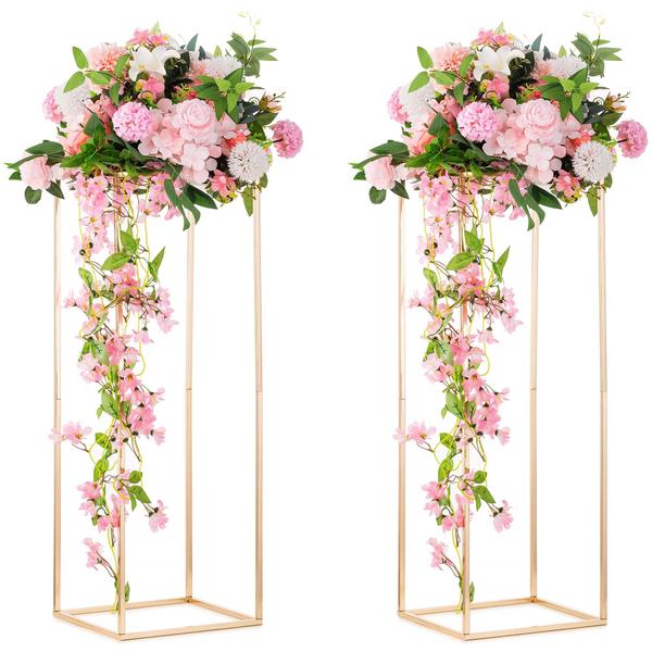 Imagem de Peças centrais de casamento Vase Inweder Column, 2 peças de metal dourado