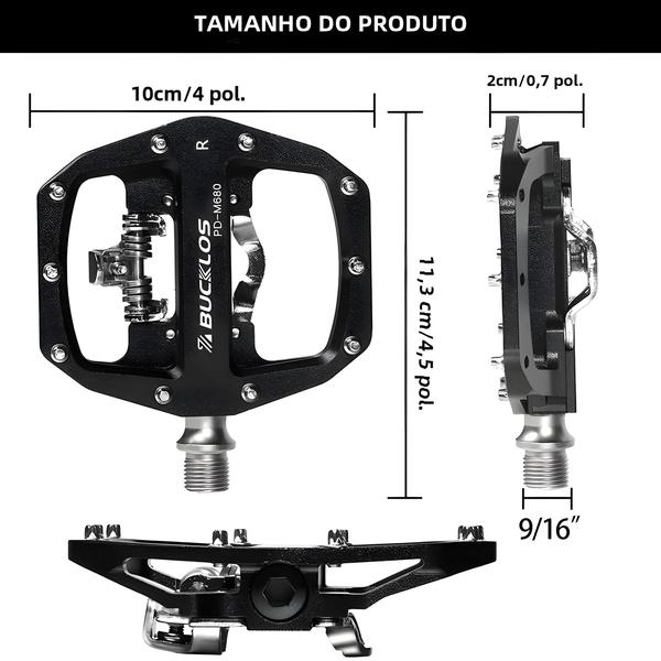 Imagem de Pedais de Bicicleta MTB Dupla Função Bucklos - Plataforma e SPD