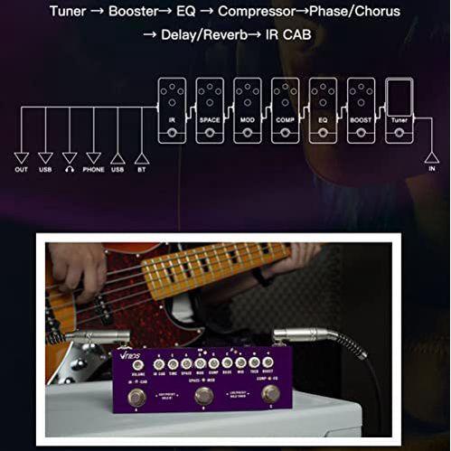 Imagem de Pedal Contra Baixo Elétrica Portátil ContraBaixo Multi Efeitos Simulação IR, M-Vave, Recarregável