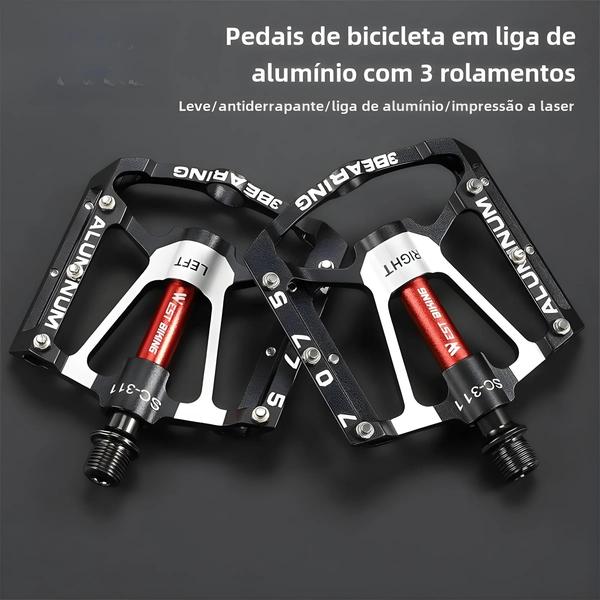 Imagem de Pedal de Bicicleta de Alumínio CNC Antiderrapante - Com 3 Rolamentos