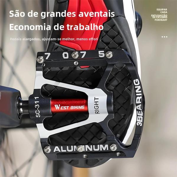 Imagem de Pedal de Bicicleta de Alumínio CNC Antiderrapante - Com 3 Rolamentos