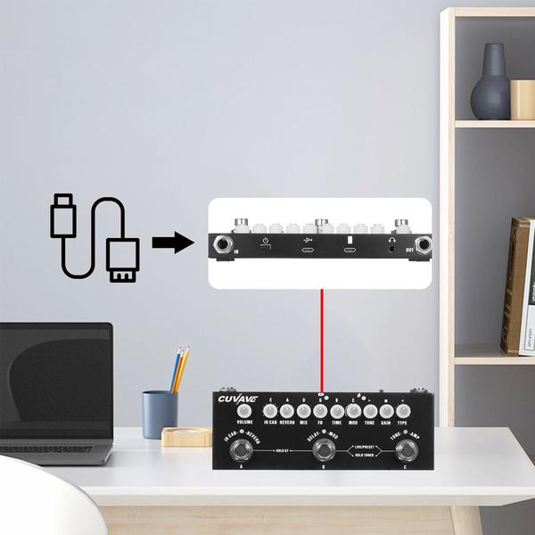 Imagem de Pedal de Efeito Para Guitarra Elétrica Pedaleira Portátil Cuvave Chorus, Phase Shift, Delay, Reverb e IR