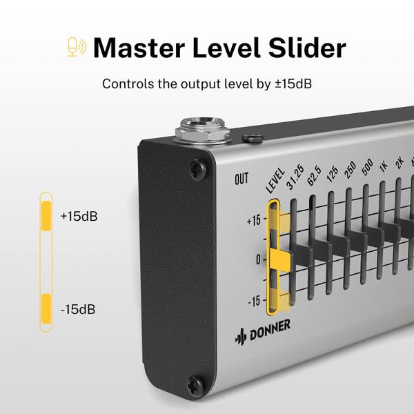 Imagem de Pedal de equalização Donner EQ Seeker 10 Band para guitarra e baixo