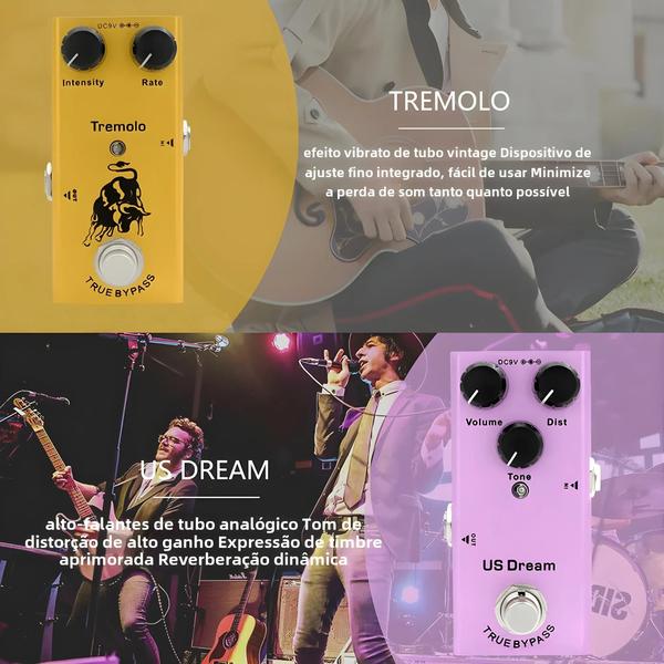 Imagem de Pedal de Guitarra Elétrica Vintage Overdrive, Distorção, Chorus e Phaser - Us Dream Classic