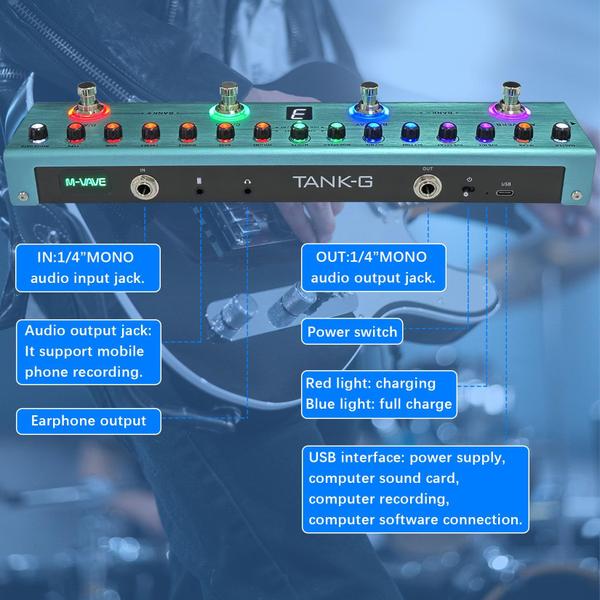 Imagem de Pedal de guitarra multi-efeitos M-VAVE TANK-G com 36 predefinições