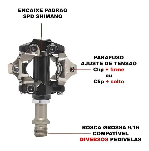 Imagem de Pedal Mtb Clip Com Tacos Spd Shimano Com Ajuste Tensão Tsw