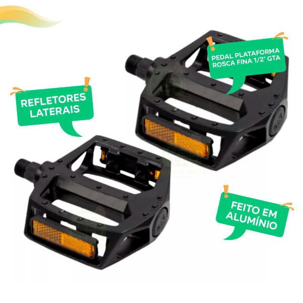 Imagem de Pedal Plataforma Alumínio Para Bicicleta Rosca Fina Refletor