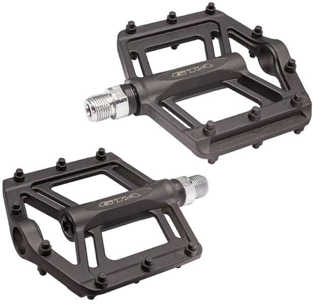 Pedal plataforma alumínio preto eixo em cromoly com rolamento selado Gta Imagem de Pedal plataforma alumínio preto eixo em cromoly com rolamento selado Gta