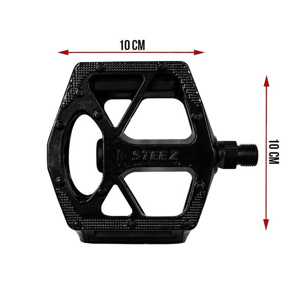 Imagem de Pedal STEEZ Alumínio Plataforma Relevo rosca grossa Preto