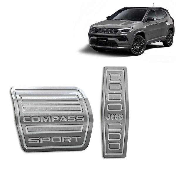 Imagem de Pedaleira Automático Aço Inox Jeep Compass Sport 2022 Prata