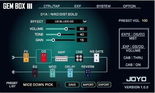 Imagem de Pedaleira multiefeitos com IR para guitarra Joyo GEM BOX 3