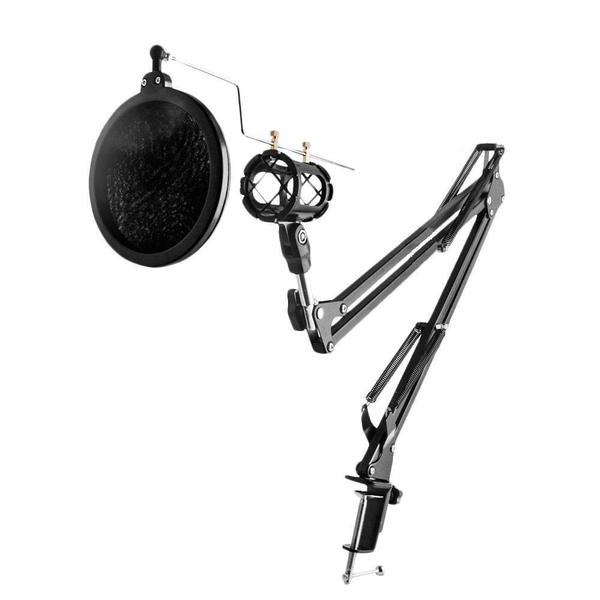 Imagem de Pedestal Articulado+Shock+Pop Filter,Haste P/Microfone,Rádio