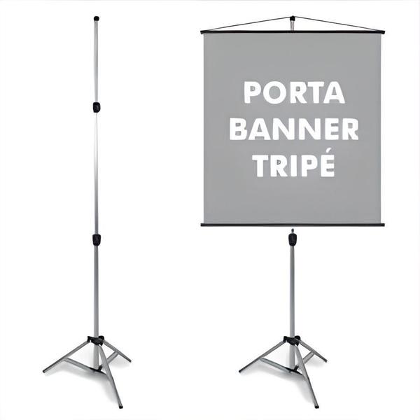 Imagem de Pedestal Porta Banner 2,20M Pedestal Tripé Kit 2 Unidades