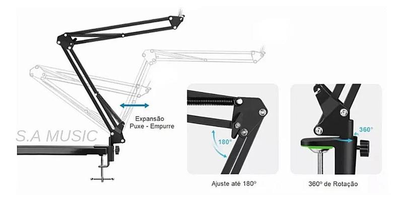 Imagem de Pedestal Suporte Articulável Para Microfone Estúdios Nb35