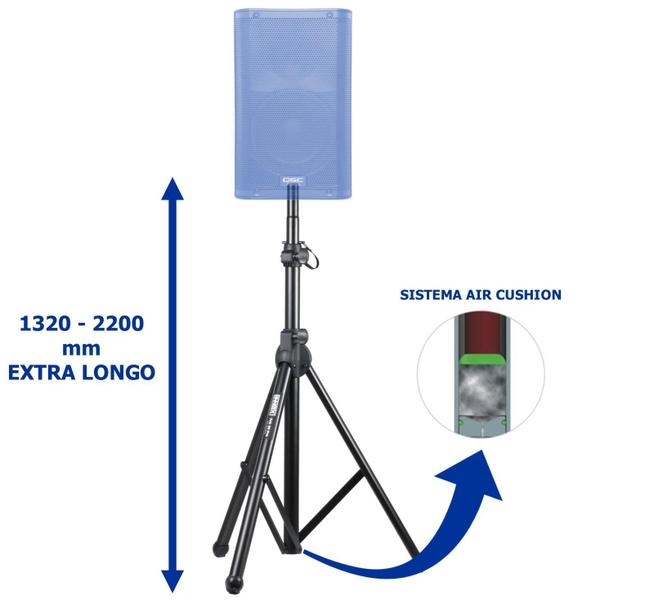 Imagem de Pedestal Suporte Tripé Extra Longo P/Caixa De Som Ativa Qsc