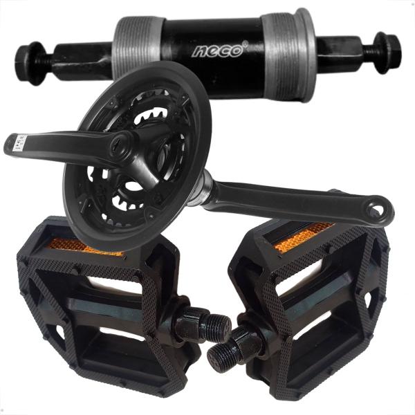 Imagem de Pedivela Bicicleta Aro 29 Aro 26 Com Movimento Central Eixo 122.5mm Pedal Rosca Grossa 9/16" Preto 34.7mm Plataforma