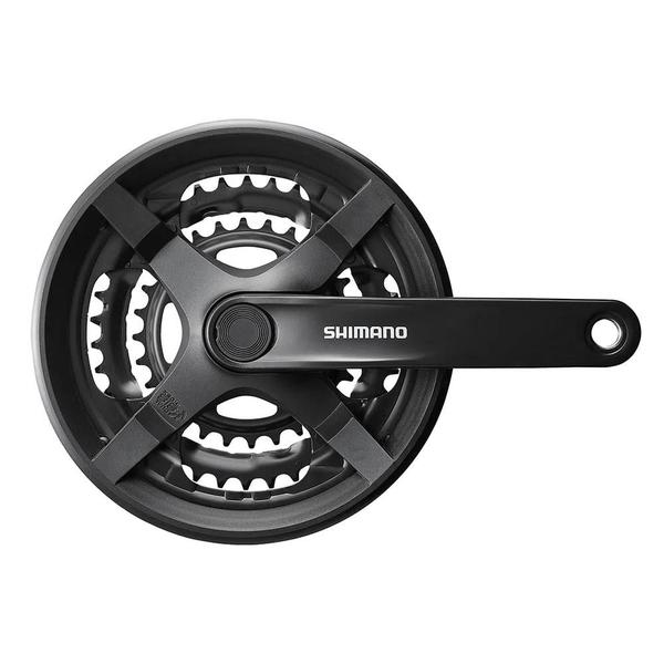 Imagem de Pedivela Shimano Tourney FC-TY301 6/7/8v 48/38/28d 170mm ponta quadrada com protetor de corrente  preto