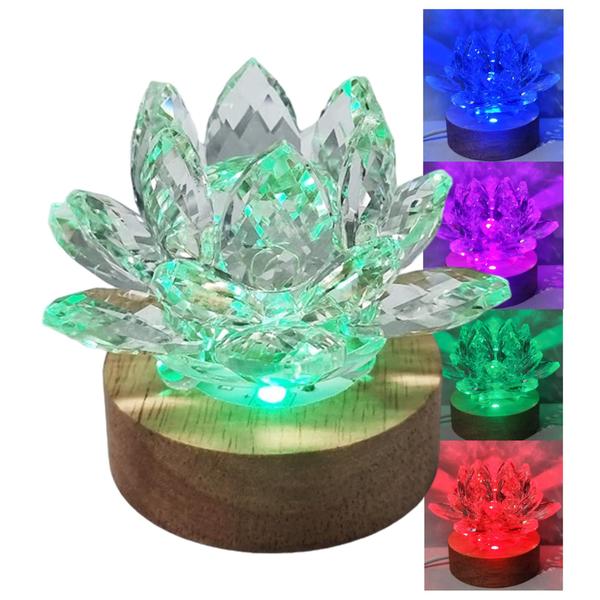 Imagem de Pedra Cristal Flor de Lótus Luz Led Lembrancinha KIT062 KIT063