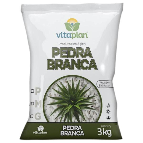 Imagem de Pedra Decorativa Brita Branca Grande (3Kg) Vitaplan