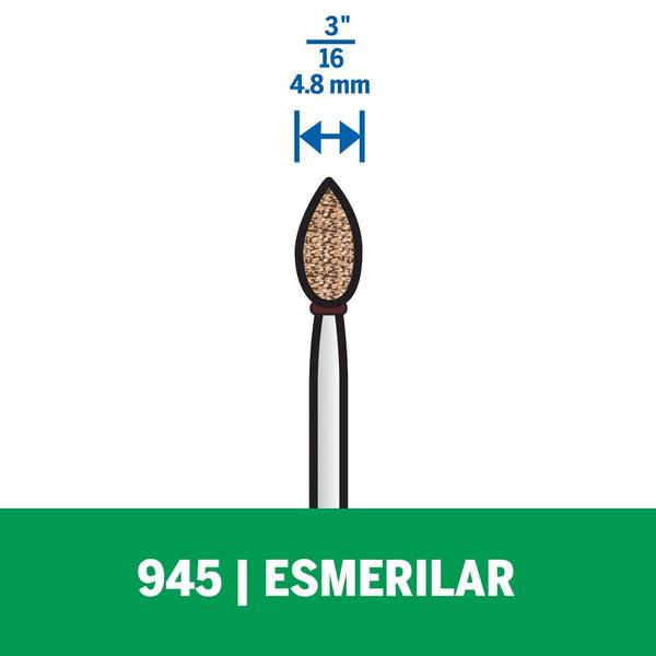 Imagem de Pedra Formato Chama De Fogo Para Esmerilhar De 4,8mm Para Metal, Soldas, Rebites E Oxidação (Modelo 945) 3/16" - 2615000945.000 - BOSCH