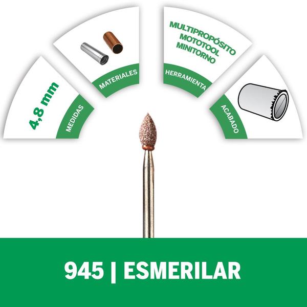 Imagem de Pedra Formato Chama De Fogo Para Esmerilhar De 4,8mm Para Metal, Soldas, Rebites E Oxidação (Modelo 945) 3/16" - 2615000945.000 - BOSCH