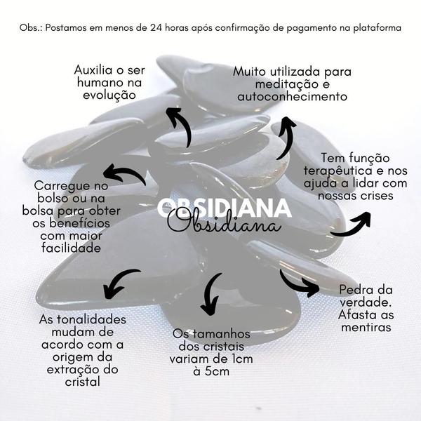 Imagem de Pedra Obsidiana Rolada Até 2cm Cristal Natural da Verdade e Proteção - Hadu Esotéricos e Religiosos