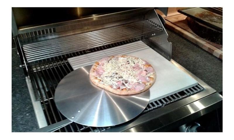 Imagem de Pedra Refratária Para Pizza 40 X 35 + Pá De Alumínio Redonda