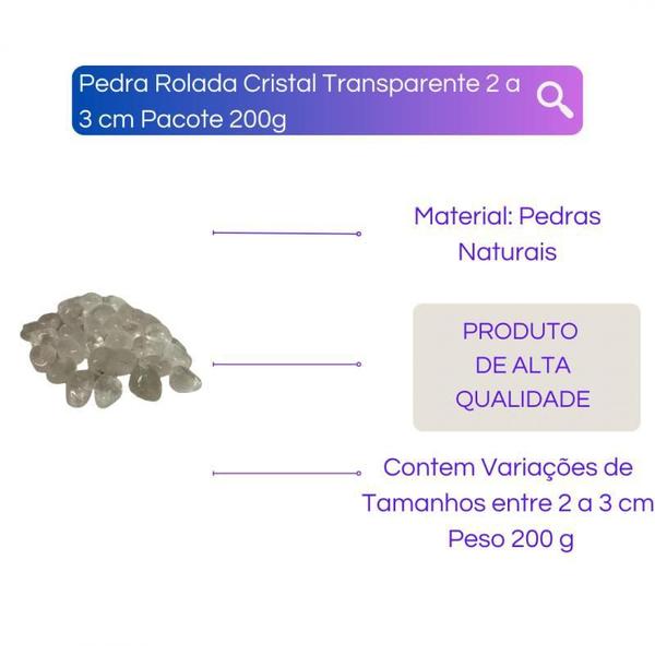 Imagem de Pedra Rolada Cristal Transparente 2 A 3 Cm Pacote 200G