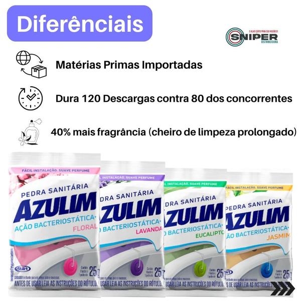 Imagem de Pedra Sanitária 25g Lavanda Floral Jasmim Eucalipto Azulim Limpeza Profunda